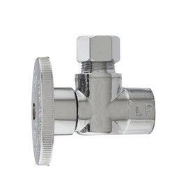Plumb Pak PP20050LF 1/4 Turn Angle Shut-Off Valve, 3/8 X 3/8 In, Fip X Od, Body, Chrome Plated, 3/8" x 3/8"
