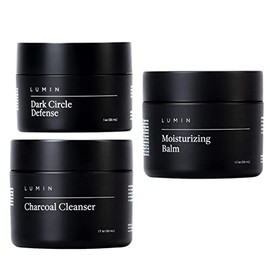 Lumin – Tratamiento Facial Avanzado para Hombres - Set Reparador y Antinflamatorio incluye Humectante, Limpiador de Carbón y Crema para Contorno de Ojos - Ayuda aclarar y prevenir las ojeras, manchas oscuras, piel desigual y opaca - Duración 2 meses de uso diario