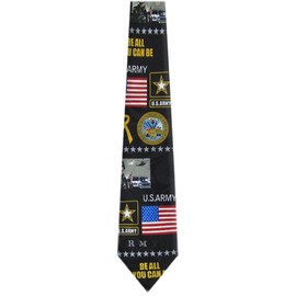 Mens Novelty US Army Necktie - Black Red Gold