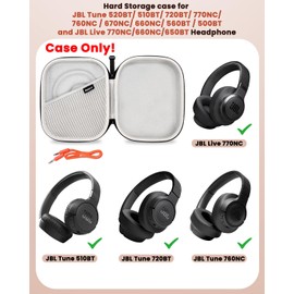 RAIACE Hard Case Compatible for JBL Tune 510BT / 520BT / 500BT / 760 NC/JBL Tune 600BTNC Portable Speaker. (for Sale is case only)., gray