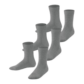 FALKE Unisex Children's Family 3-Pack Socks Breathable Sustainable Organic Cotton Reinforced Children's Socks Durable Non-Slip Skin-Friendly Plain Multipack 3 Pairs, Grey Light Grey Melange 3390
