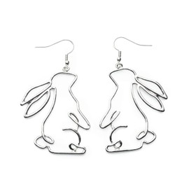 Miniblings Rabbit Easter Outline Silhouette Silver Original Fashion Jewellery Earrings Silver-Plated, Metal