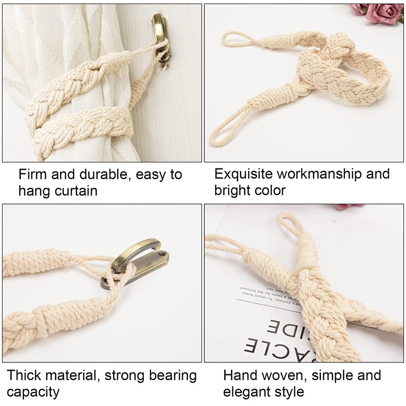 Zliger Pack of 4 Magnetic Curtain Tiebacks, Curtains Tiebacks, Curtain