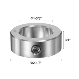 uxcell 2pcs Set Screw Collars 1-3/8" Bore 304 Stainless Steel Shaft Collars, 2-1/8" OD, 3/4" Width Axle Collar Clamp for Linear Rod Shaft Guide