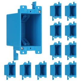 XIUTE 1-Gang PVC Old Work Electrical Outlet Box,Living Hinges and Adjustable Mounting Tabs，Blue Old Work Switch/Outlet Box，ETL Certified(12Pack)