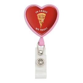 in Crust We Trust Pizza Funny Humor Heart Lanyard Retractable Reel Badge ID Card Holder