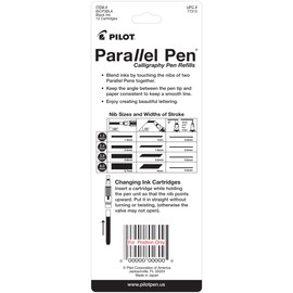 PILOT Parallel Mixable Color Ink Refills for Calligraphy Pens, Black Ink, 12-Pack (77313)