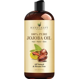 Handcraft Blends Jojoba Oil - Cold-Pressed 16 Fl Oz - 100% Pure and Natural Premium Grade Carrier Oil for Skin and Hair - Body Massage - Hexane-Free - Hair Relaxer for Tight Curls