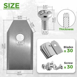 Green Piece Robotic Mower Blades (30 Pack) – Extra Long & Extra Strong Stainless Steel – Compatible with Husqvarna Automower, Gardena, Segway, Navimow, etc. – High-Performance Cutting with Screws