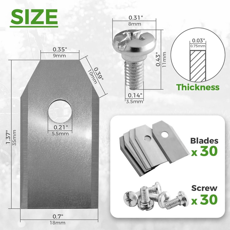 Green Piece Robotic Mower Blades (30 Pack) – Extra Long