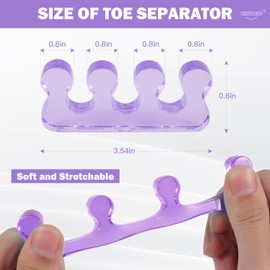 Toe Separators for Women, Pedicure Toe Spacers & Spreaders - Yoga Relax and Finger Dividers, Gel Silicone Toe Separators for Pedicure, Nail Polish, Toenail Painting (2-Pairs)