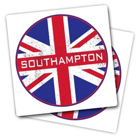 Vinyl Square Stickers (Set of 2) 7.5cm - Southampton England Flag Circle for Laptops, Tablets, Luggage, Scrap Booking, Fridges #60790