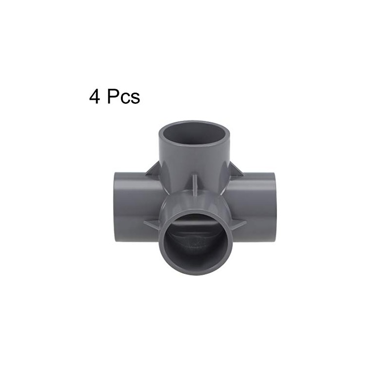 sourcing map 4-Way Elbow PVC Pipe Fitting Furniture Grade 40mm