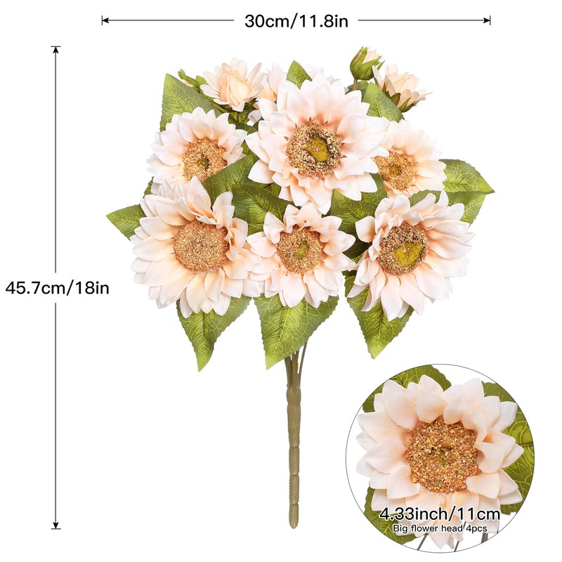 Nubry Sunflowers Artificial Flowers,Spring White Flowers 2 Bunches for Decoration