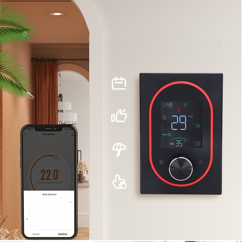 Smart Color Thermostat APP Programmable Touchscreen Knob Control Smart Temperature