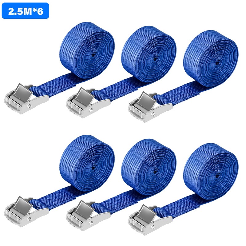 LUZOON Tie Down Straps 6 Pieces 2.5 m Lashing Straps