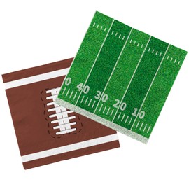 Gatherfun Football Birthday Party Supplies Disposable Paper Cocktail Napkins for Tailgate Party Decorations, Assorted 40 Pack Football Field Design and 40 Pack of football Pattern, Total 80 Pack
