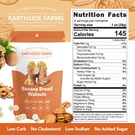 Earthside Farms Banana Bread Walnuts, Candied Walnuts, Low Sugar Keto snack, Non GMO, Plant Protein, Vegan, Whole, Natural, Superfood Healthy Snack (4 Ounce, 3 Pack)