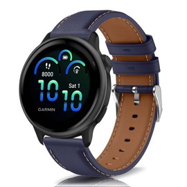 LuFiYa Leather Band, Garmin Vivoactive 6 Compatible Watch Replacement Band, Strap, Flexible, Leather Belt, Unisex, For Garmin Vivoactive 6 Watch Strap (Blue Nui)