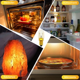 EASYIVY Backofenlampe E14 300 Grad, Backofen Glühbirne Dimmbar 360LM, Bis 300°C Hitzebeständiges, E14 Ofenlampe für Ofen, Mikrowelle, Salzlampe, Kühlschranklampe, 2700K Warmweiß, 2 Stück