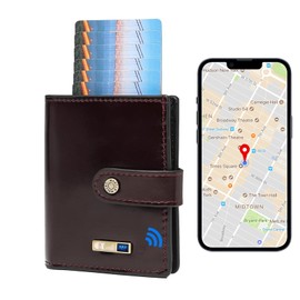 Anti-Lost Bluetooth Wallet Tracker & Finder, Slim Wallets for Men, Minimalist Mens Wallet Credit Card Holder Gifts with Box (Burgundy)