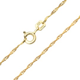 Thin Singapore Link Chain 1.5 MM 020 Gauge for Women Necklace 14K Gold Plated .925 Sterling Silver Made in Italy 18 Inch