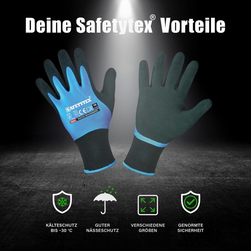 Safetytex Winter Work Gloves - Waterproof Lined - Cold Protection