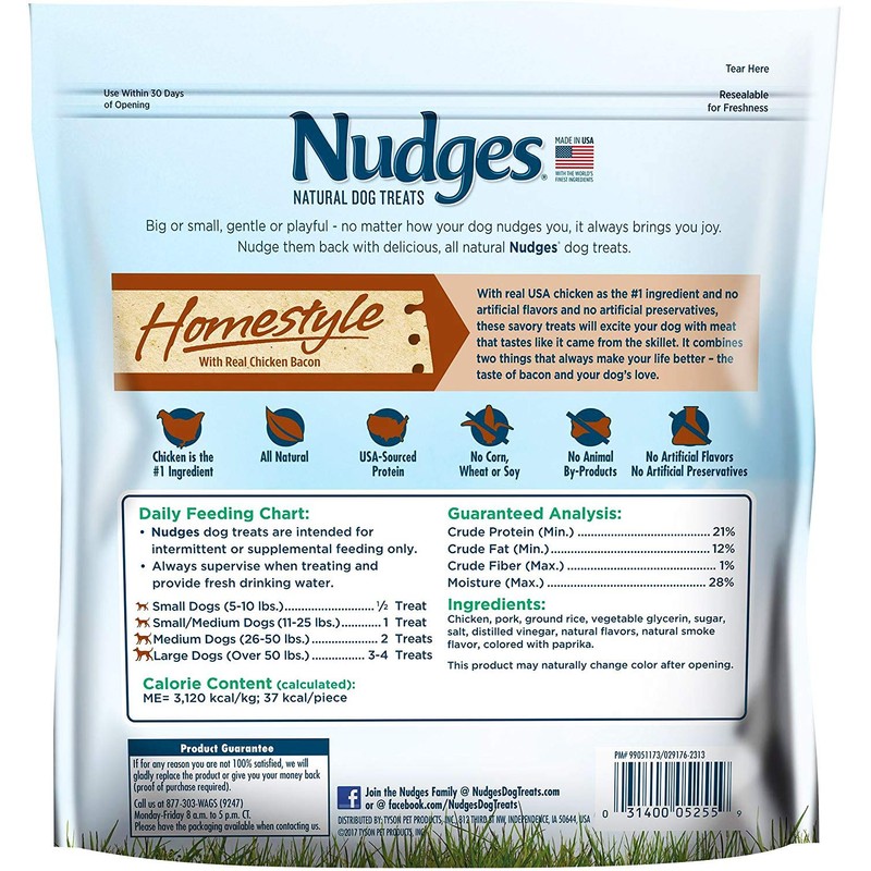 Nudges Chicken Bacon Sizzlers Dog Treats, 16 oz