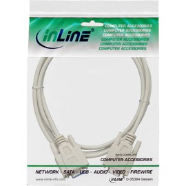 InLine® Serial cable, InLine®, molded, DB9F/F, 1:1, 5m, beige
