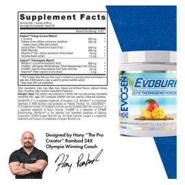 Evogen Evoburn Elite Thermogenic Powder Sabor Mango-30 Srv                                                                                            