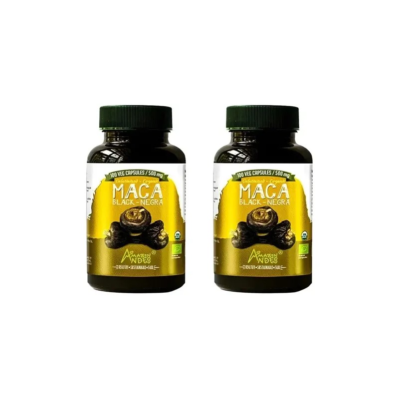 Maca Peruana Negra Orgánica Pack 2 Frascos con 100 Cápsulas