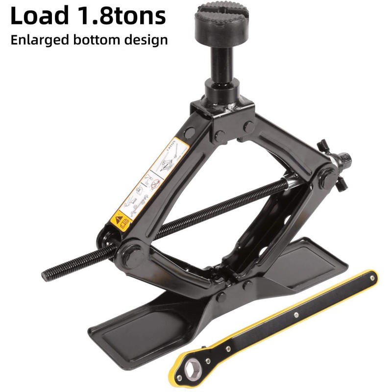 Steel Scissor Jack for Car 1.8 Ton Oversized Base, Portable,