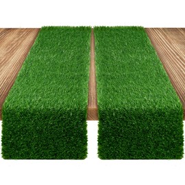 2 Pcs Grass Table Runner Green Artificial Tabletop Decor Boho Table Decor Moss Table Runner Green Table Decorations Synthetic Grass Table Runner for Wedding Birthday Banquet Baby Shower, 14 x 48 Inch