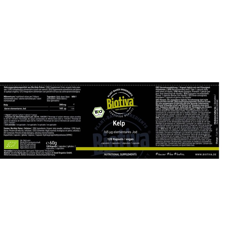 Kelp Bio high-dose 120 Capsules - 165 mg Natural Iodine