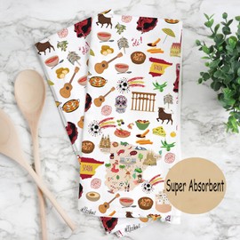 JXGZSO Spain Tea Towel Spain Trip Lover Gift Spain Souvenir Gift Spain Food Lover Gift Spain Housewarming Gift (Spain Towel)