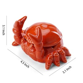 WAIT FLY Crab Ceramic Ashtray with Lid, Cute Cigar Ashtray for Indoor or Outdoor use, Home Office Decoration Ashtray for Smokers