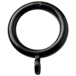 Merriway BH03177 (8 Pcs) Plastic Curtain Drapery Pole Rod Rings with Fixed Eye, Inner Diameter 37mm (1.7/16 inch) Outer Diameter 50mm (2 inch) Black - Pack of 8 Pieces