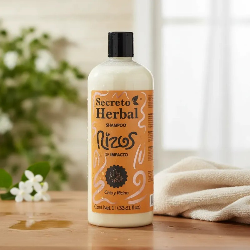 Shampoo Natural Rizos Secreto Herbal Chía Y Ricino 1l