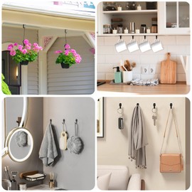 UNINGYI Pack of 20 Key Hooks, Coat Hooks, Ceiling Hooks, Hooks for Screws, Coat Hooks, Wall Hooks, Black Hooks, Small Hooks with 30 Screws for Bathroom, Kitchen, Scarf, Towel, Keys