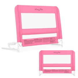 Dream On Me Lightweight Mesh Security Adjustable Bed Rail for Toddler, Breathable Mesh Fabric, Suitable for All Types of Beds, Reinforced Anchor System Bed Guard Rail, Pink