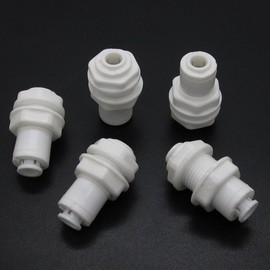 5 PCS White Fittings Bulkhead Connector 1/4" Tube Quick connect RO Water Filter Connector