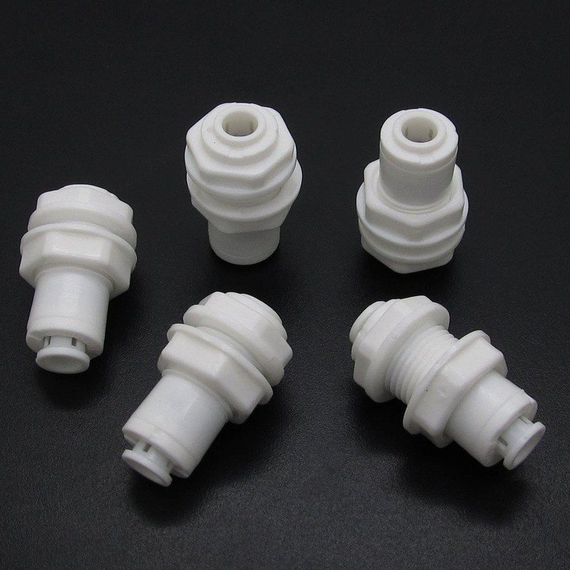 5 PCS White Fittings Bulkhead Connector 1/4" Tube Quick connect