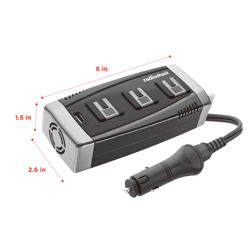 RadioShack 150W Power Inverter, 3-Plug Adapter with USB