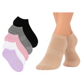 Nod Off 6 Pairs Bamboo Trainer Socks for Women UK 4-8 Breathable Ankle Grip with Non-Slip Arch & Ankle Support Running Socks (Multi-Colour)