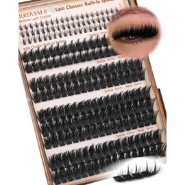 Goddvenus Volume Manga Lash Clusters With Spikes Wispy Cluster Eyelash Extensions Fluffy Anime Eyelashes Clusters with Bottom Lashes Clusters Fairy Individual Lash Extension (D Curve 12-18mm 213 pieces)