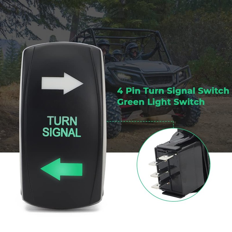 Foruly Turn Signal Rocker Switch Green LED On On/Off/On 4