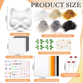 Seenelling 31 Pcs DIY Therian Mask Kit Blank Cat Mask Material Kit Accessories Set for Therian Gear Stuff(Cream)