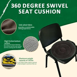 Ehucon 360 Degree Swivel Seat Cushion for Car or Chair,Rotating Seat Cushion Pivot Disc Pad for Elderly,Swivel Car Seat Chair Assist for Elderly to Turning Easily from Bed to Wheelchair