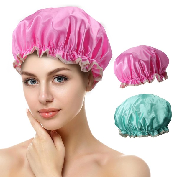 Shower Cap, Pack of 2 Waterproof Shower Caps, Shower Cap