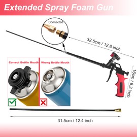 25inch Extended Foam Gun - Non-Stick Teflon Coated Basket,Heavy Duty Spray Foam Insulation Gun,Pu Expanding Foam Gun for Caulking, Filling, Sealing